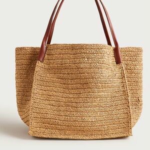 J. Crew Tan Woven Tote with Brown Handles - BRAND NEW NWT